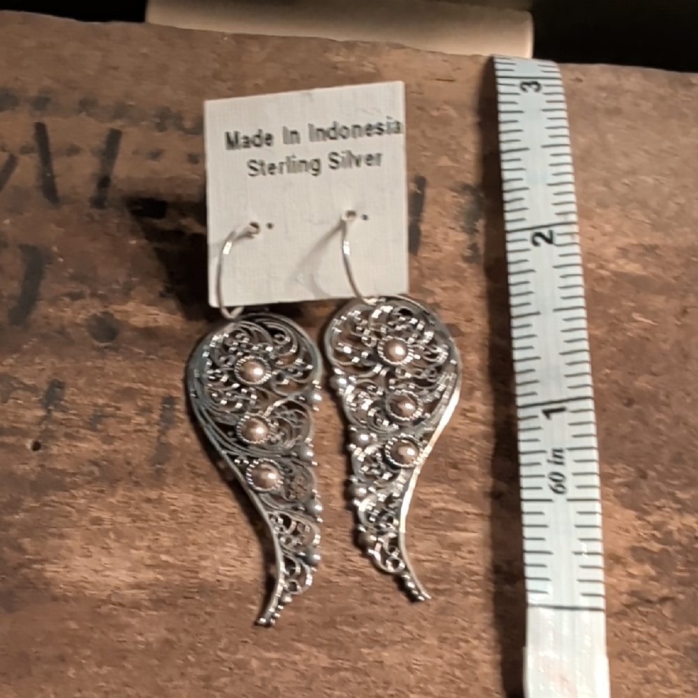 Sterling Silver Filigree Teardrop Earrings with Pearl Accents